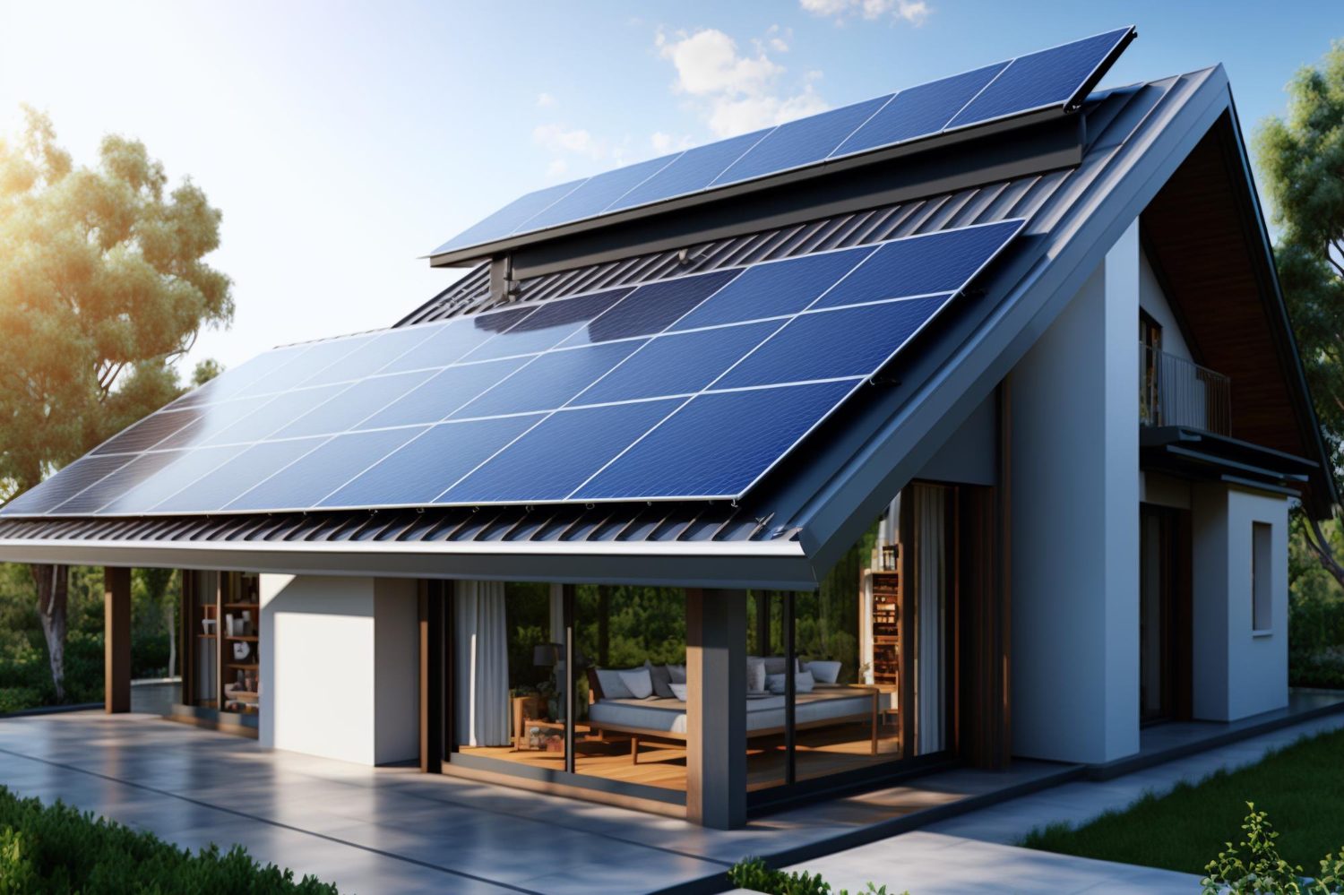 a house with solar panels on the roof